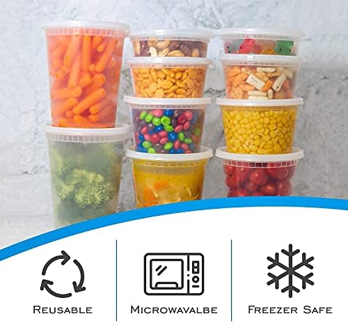 EDI [8 oz, 250 conjuntos] Recipientes de armazenamento de alimentos de plástico por atacado com tampas herméticas | Microondas-, freezer-, lavagem de louça-segura | BPA grátis | De serviço pesado | Preparação de refeições | À prova de vazamento | Reciclável