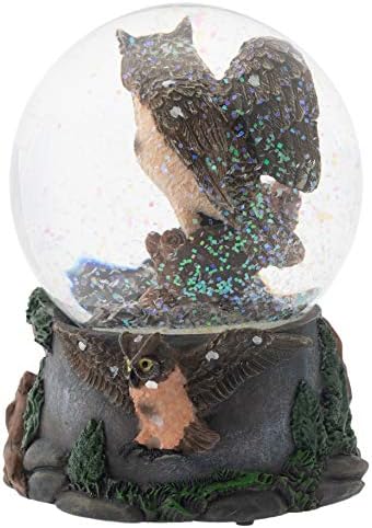 ELANZE DESIGNS RED BELIED OWLS OWLS 100mm Musical Snow Globe toca Tune Wonderful World