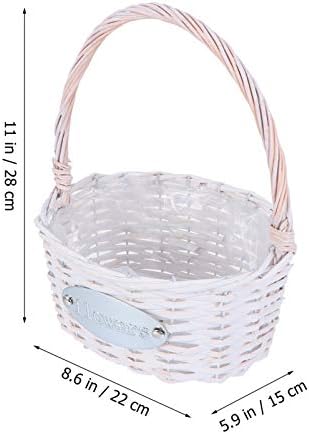 DOITOOL Wicker Rattan Flower Basket com Handle- Rustic Flower Girl Cestos para casamentos- cesto de armazenamento de vime Cesto de