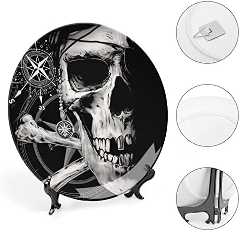 Pirata e crânio Compasscustom Photo Bone China Decorativa Personalidade Cerâmica Crafts de prato para homens Presentes