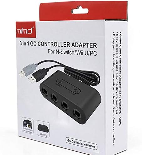 Atualizar versão 4 Portas Adaptador do controlador com botões turbo e domiciliar, compatível com interruptor, Wii U, conversor