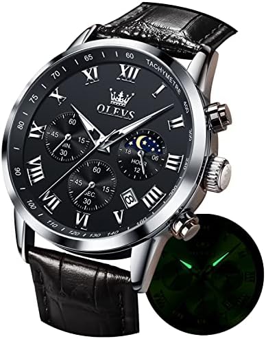 Olevs Leather mass relógios de negócios esportes de vestido de quartzo analógico Relógios de luxo para homens Data