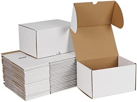 ZBEIVAN 7X5X4 Caixas de remessa brancas Conjunto de 25, caixas de mala direta de papelão corrugado para embalagens para pequenas empresas.