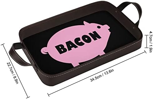 Bacon e Pink Pig PU PU Couro que serve bandeja elegante de decoração de mesa organizador de perfume com alças