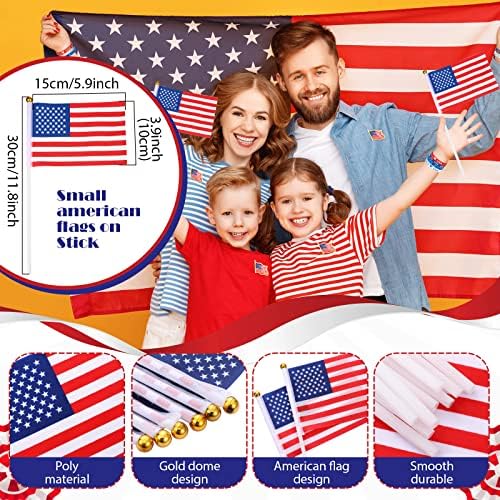 36 PCs EUA American Flag Set, 12 pinos de lapela da bandeira americana 12 Pequenas bandeiras americanas na bandeira da bandeira 12 American Flag Silicone