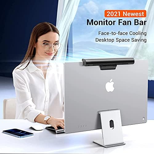 Torras Monitor Clip-on Desk Fan, fã USB com fluxo de ar forte, 3 velocidades de 90 ° Touch Control Office Fan, fã