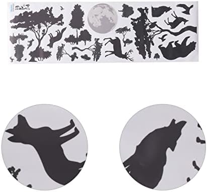 Angueradamente 1 folha de berçário silhueta silhueta bosques de bosques de floresta viva decoração de floresta animais de montanha para crianças adesivos quarto garotos de estilo inspirador home theme cask background moon