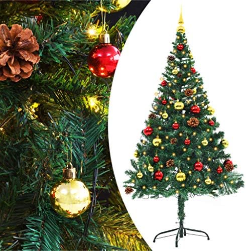 Árvore de Natal Artificial de Vidaxl com enfeites e leds Holiday Home Living Living Office Garden Terrance Ornament Decor