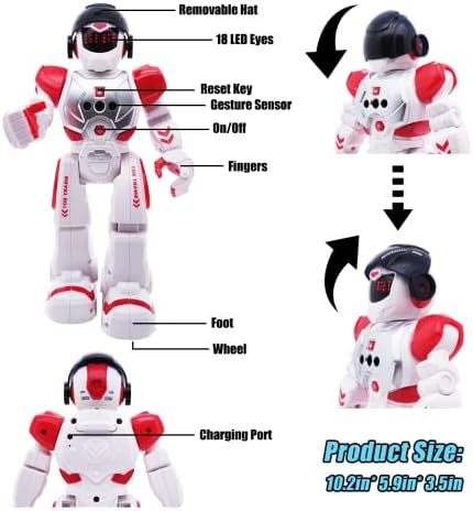 Ckyschn RC Robot Toy for Kids, brinquedos de robô com inteligência programável e controle remoto Robot Boys Kids, Robôs de detecção de gestos inteligentes com canto de caminhada, dança
