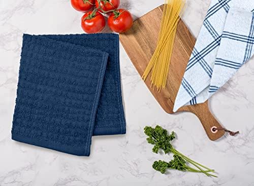 Toalhas de prato de Dan River para cozinha | Toalhas de prato algodão | Toalhas de chá para cozinha | Toalhas de secagem de pratos | Roupas de prato para lavar louça | Panos de cozinha para pratos | 12 ”x12” Blue Opal Pack-8