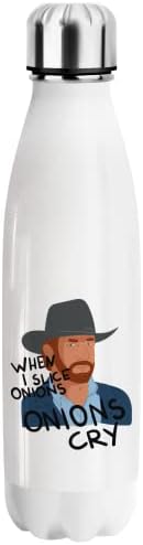 Quando eu corto cebolas chuck norris piada garrafa de água de 16 oz canteen térmico presente, presente engraçado