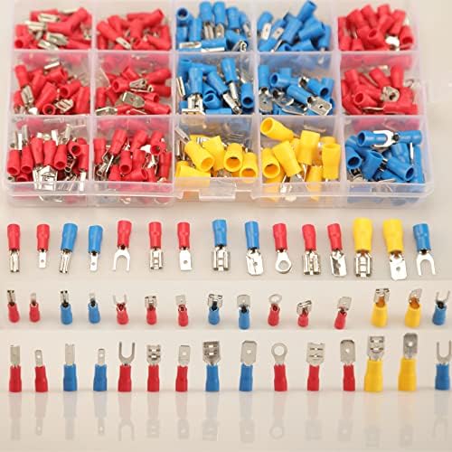 Conectores de crimpagem de 280pc + conectores de bala de 400pcs, 15 tipos de 2,8 mm 4,8 mm 6,3 mm kit de conector