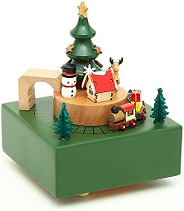 SFMZCM Wood Carousel Christmas Music Box Gift Móveis para casa Retro Decorações de madeira Caixa de música