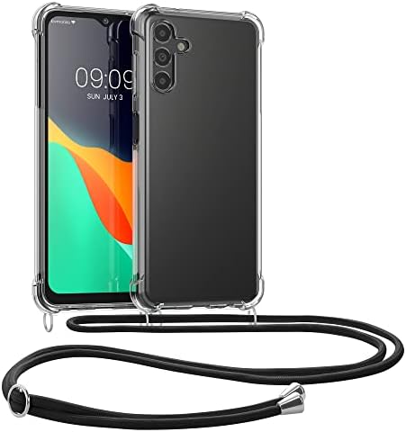 Caixa crossbody kwmobile compatível com a caixa do Samsung Galaxy A04S - tampa do telefone transparente de TPU com cordão de corda