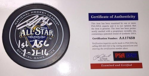 John Gibson assinou NHL All Star Game Official Puck w/insc pucks PSA/DNA COA - Pucks de NHL autografados