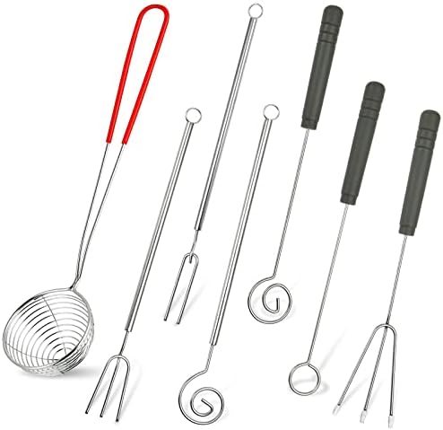 ELESUNORY 7 peças Ferramentas de imersão de doces de chocolate Forking Spoons Spoons, suprimentos de doces de aço inoxidável para placas decorativas, incluindo 1pcs Slotted Spoon e 6pcs Fondue Forks