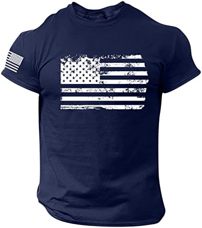 Camisetas de verão para homens mensagens de independência bandeira casual e confortável e confortável pequenos tops atléticos para homens longos