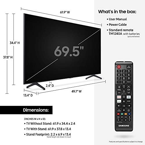 Samsung 70 polegadas Tu-7000 Series Classe Smart TV | Crystal UHD - 4K HDR - com Alexa embutido | UN70TU7000FXZA, modelo 2020