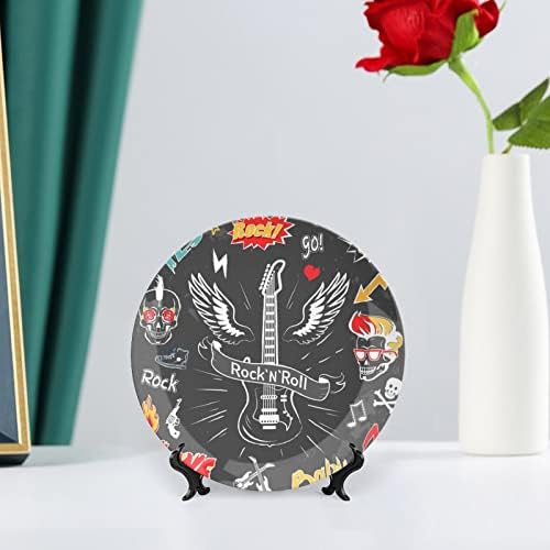 Rock Roll Punk Skull 4 Cerâmica Decorativa Placa com exibição Pendurada pendurado aniversário de casamento personalizado Presentes festivos