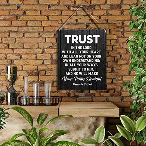 Christian Inspirational Wall Decor Trust no Senhor com todos os seus cardíacos Provérbios 3: 5 Signo de madeira Signo de