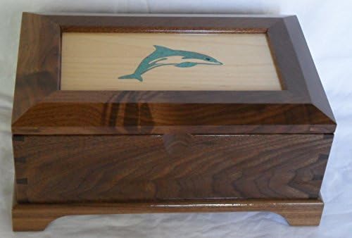 Caixa de jóias de golfinhos de nogueira