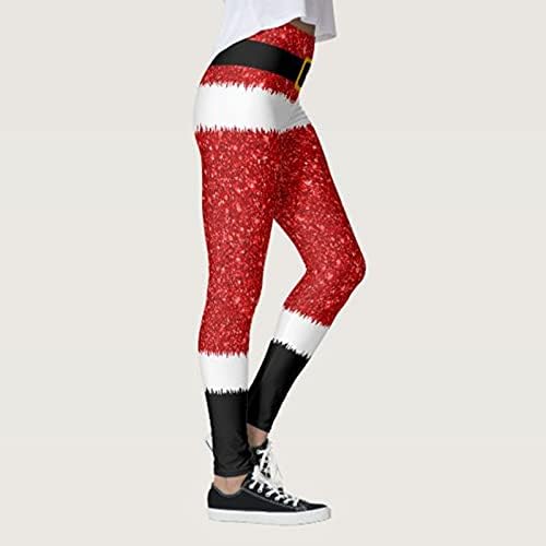 Leggings Santa Snowman para Yoga Christmas Running Pilates Leggings com bolsos para mulheres na cintura alta