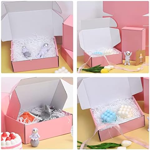 Snogswog 28 pacote 10x8x3 polegadas Caixas de remessa rosa para pequenas empresas, pequena caixa de presente de papelão corrugada para correspondência, envio, armazenamento, embrulho de presentes
