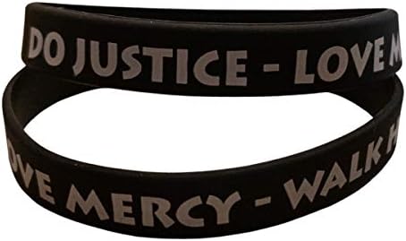 WD Quality Do Justice Love Mercy Ande humildemente 2 pacote inspirador de pulseiras motivacionais de silicone Silver Black Bracelet