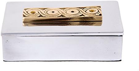 Elitecrafters elegantes alumínio sólido e metal de latão, conjunto de acessórios de mesa, conjunto de 2, design arcaico grego - caixa de armazenamento decorativo e suporte para cartões de visita