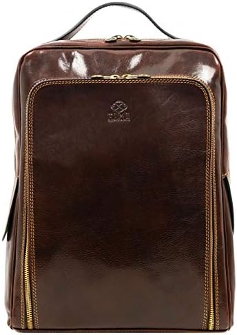 Mochila de couro de resistência ao tempo para homens e mulheres - Backpack Brown Backpack - Laptop Bag - Rucksack