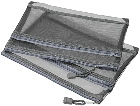 Meccanixity Mesh Zipper Bags, A5 Nylon Double Cayer File File Pouch Storage Organizer Pockets para acessórios para escritórios de viagem, pacote preto de 6