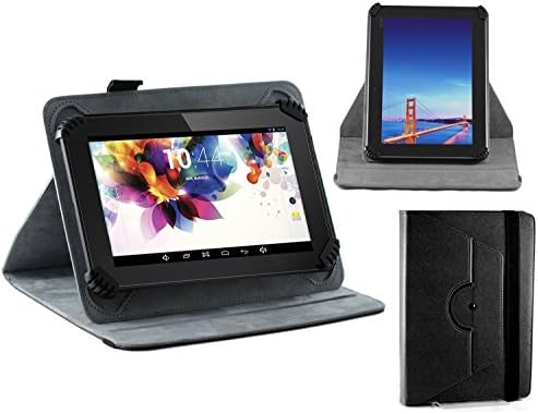 Capa de couro de couro falso preto Navitech com 360 suporte de rotação compatível com o Hisense Sero 8 tablet PC
