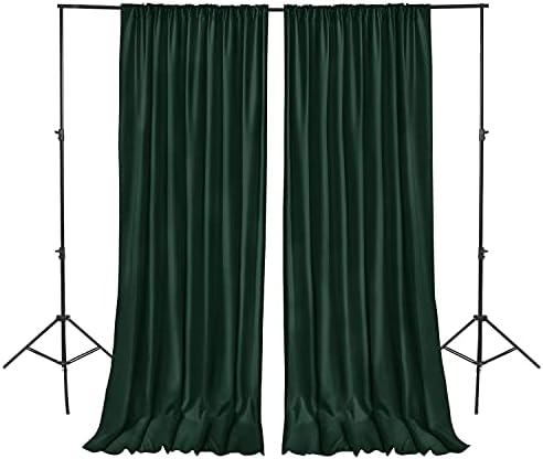 Cortinas de cenário verde de Hiasan Hunter para festas, cortinas de pano de fundo de fotografia de poliéster para reuniões de família, decorações de casamento, 5ftx8ft, conjunto de 2 painéis