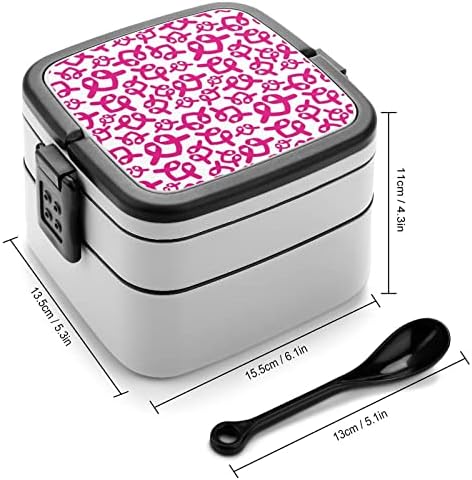 A conscientização sobre câncer de mama é engraçado, tudo em um recipiente de almoço de caixa de bento com colher