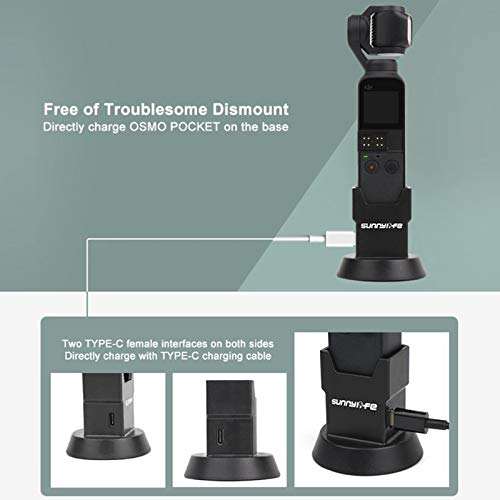 Bom carregador preto tipo C 1/4 de parafuso de parafuso de suporte de carregamento de montagem fixa Stand para acessórios de câmera DJI Osmo Pocket Gimbal