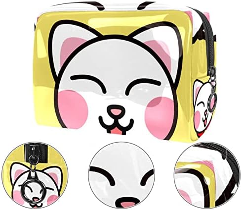 Tbouobt Sacos cosméticos para mulheres, Bolsa de maquiagem Acessórios de bolsas de higiene pessoal de viagem Organizador, Cartoon Animal Cat