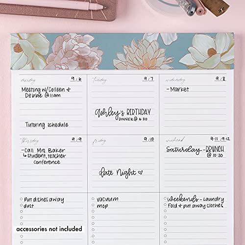 Bundle de padrões de programação Flora - Flora Designer Schedule Pad, Flora Washi Tape Duo, marcador de ponta fina em pastel