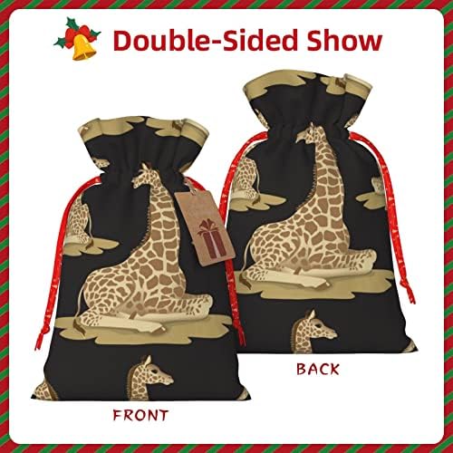 Sacos de presente de natal de traços de natal girafe-giraffe apresenta bolsas de embrulho de sacos de pregos de natal