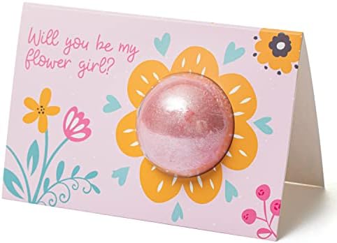 Pop Fizz Designs Flower Girl Proposta Cartão com bombas de banho [2 pacote]- Presente de menina de flores, cartões de