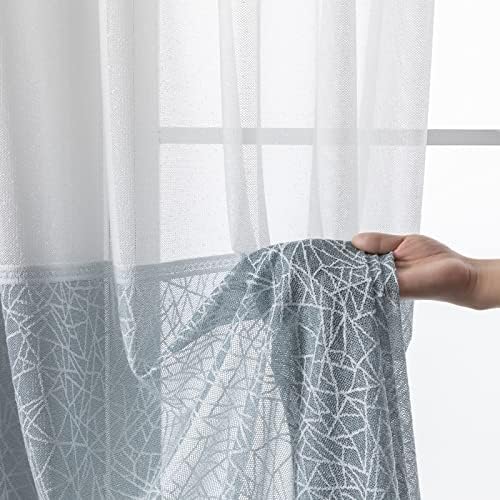 Cortina decorativa Daesar para sala de estar 2 painéis, cortinas de quarto de voz pura cidadãos poliéster cinza azul transparente