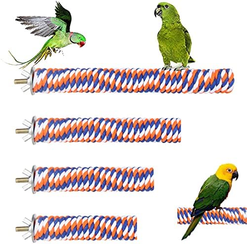 4 PC Parrot empoleirando acessórios para gaiola de pássaro de madeira Pata de pata de pata de corda com salto