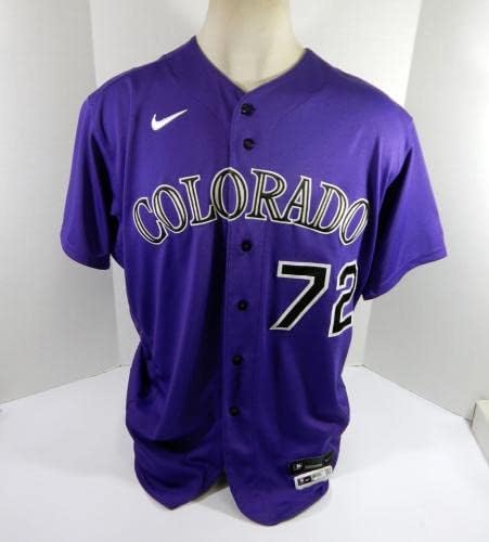 2021 Colorado Rockies Brian Gonzalez #72 Jogo emitido POS Usado Purple Jersey 50 7 - Jogo usada MLB Jerseys