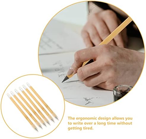 Tofficu 6pcs Lápis de bambu Erastable eterno lápis de madeira eterno lápis eterno lápis e lápis sem tinta lápis para escrever desenho de desenho
