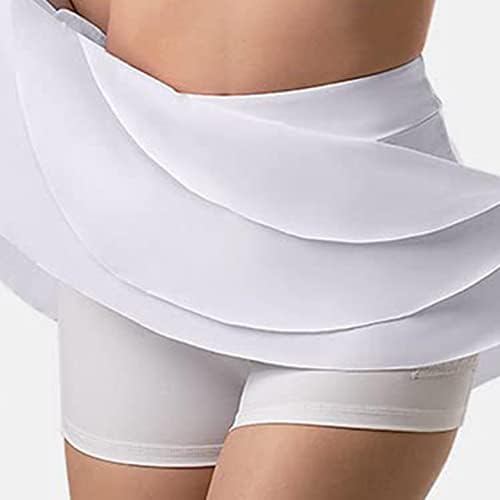 Saia esportiva de tênis QIFEN com shorts linhados para mulheres 2 em 1 cintura alta controle de abra -deus saias de suor de gelo