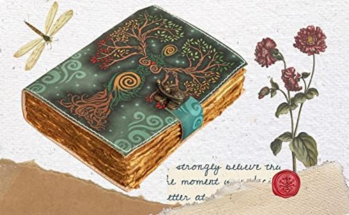 Jilani Handicraft Blank Spell Book of Shadows Leather Journal Relemberd Pagan Antique Print com Páginas Vintage da borda do convés 7x5 polegadas