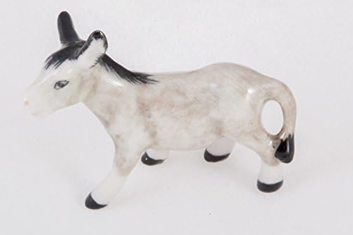 Witnystore 1⅜ Estatueta de Donkey Cinza Cinzento Cinzento Cerâmica Pequena Tiny Mula Miniatura Porcelana Animais Dollouse Casta