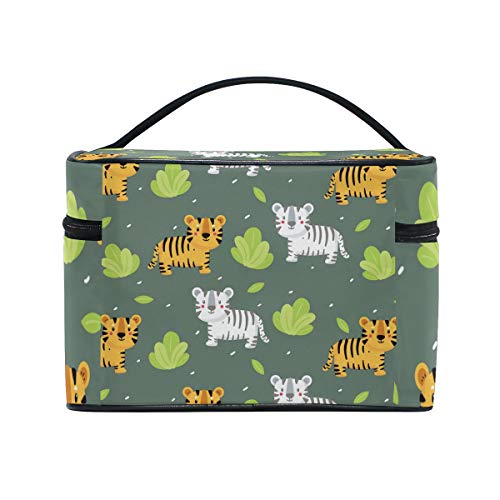 Bolsa de maquiagem de maquiagem de bolsa de maquiagem por portátil Tiger Print Print Travel Bolsa de higiene pessoal com grande capacidade