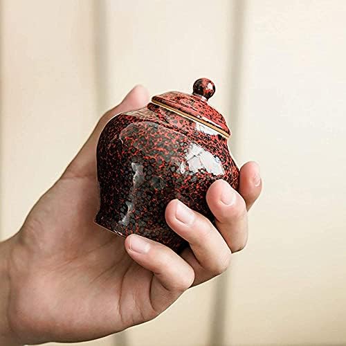 A cerâmica de naosina-ni é uma pequena urna para as cinzas humanas mini cremação de lembranças artesanais para uma pequena quantidade de cinzas humanas ou animais de estimação vermelho