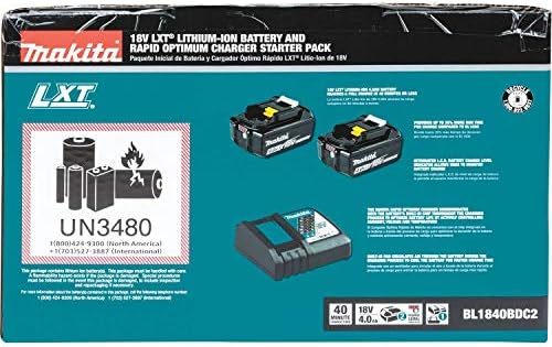 Makita BL1840BDC2 18V LXT® Bateria de íons de lítio e pacote de partida de carregador ideal rápido