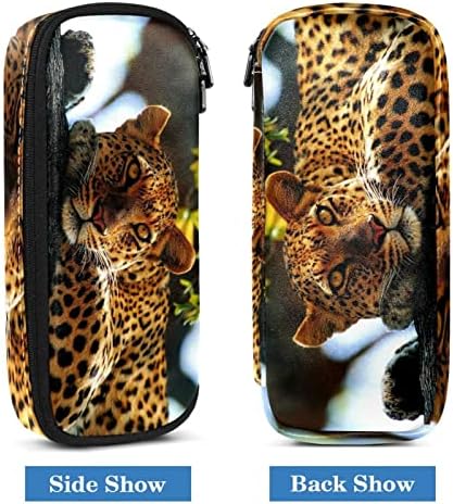 Escola Surpplies Leopard Lápis Case colorida bolsa de caneta portátil Girls Cosmetic Bag Organizer 7.5x3x1.5in